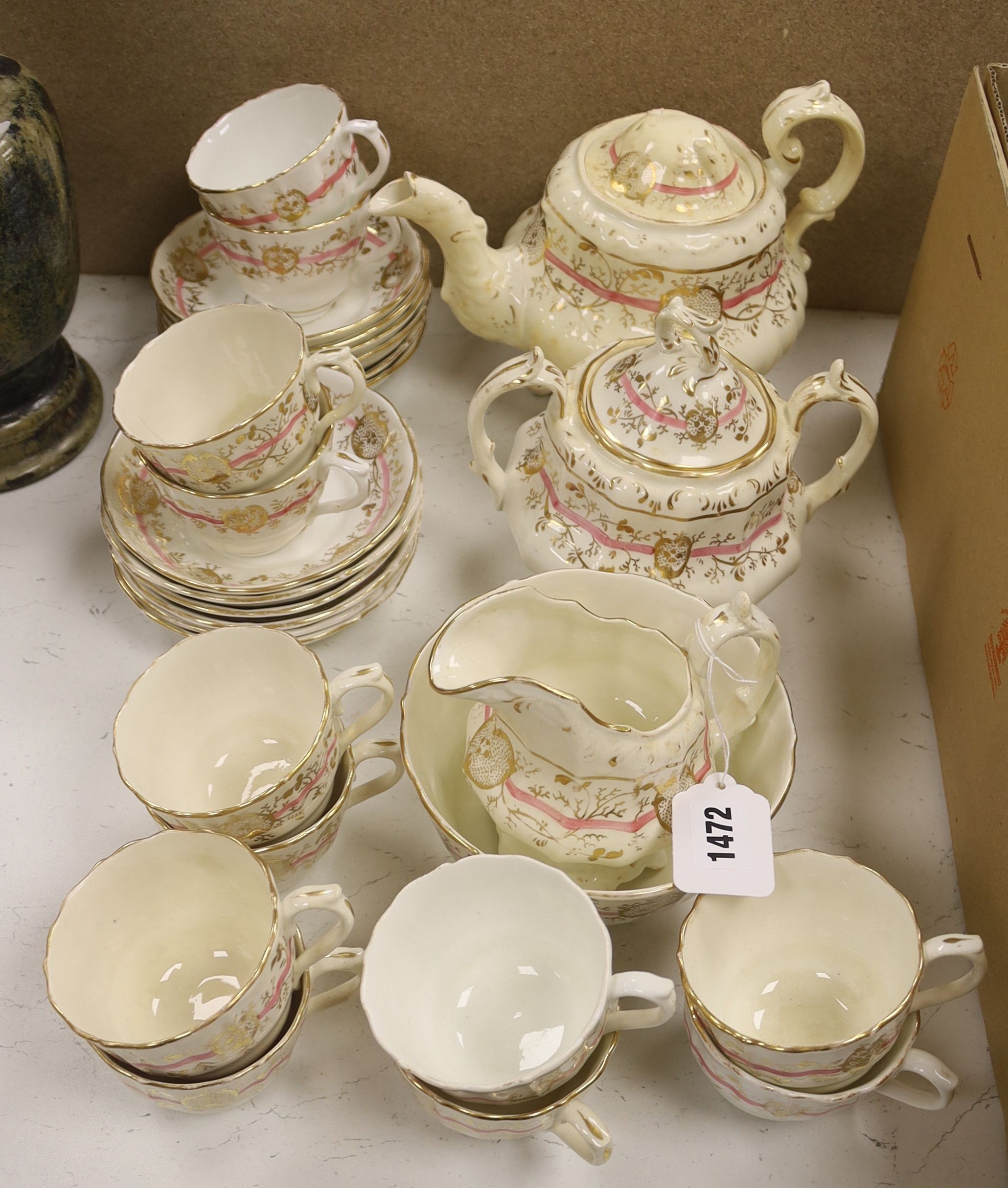 A Rockingham type part tea set